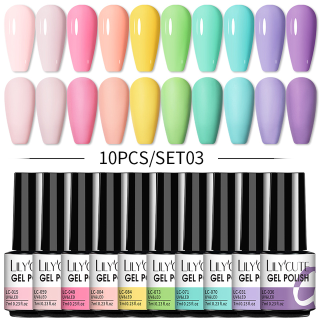 LILYCUTE 20/10/8pcs Set UV Gel Nail Polish Set 7ml Multicolor Semi-Permanent Long Lasting Led Gel Varnish Soak Off Nail Gel