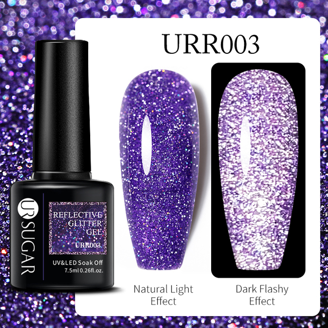 UR SUGAR 7.5ml Purple Series Gel Nail Polish Reflective Laser Gel Glitter Semi Permanent Lamp Varnish Soak Off Nail Art Design