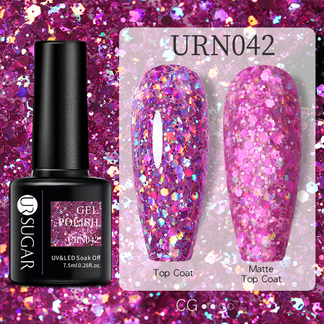 UR SUGAR Glitter Reflective Gel Nail Polish Shiny Rose Red Twilight UV LED Gel Varnish Soak Off Nail Gel Nails for Manicure