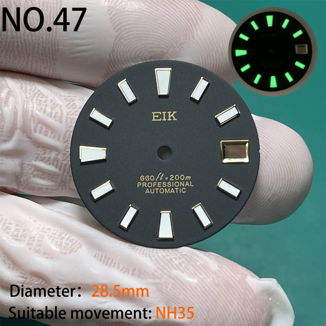 Nh35 watch double dial new C3 luminous modified craft watch skx007 SKX006 small millimeter 28.5mm abalone nh35 universal