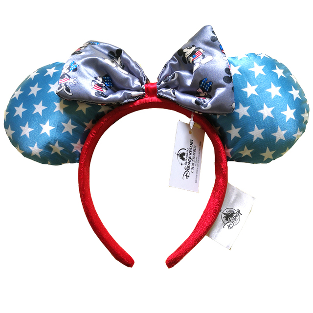 Cartoon Minnie Mermaid Princess Big Ears Headband Sequin Bows Ears Costume Headband Cosplay Plush Adult/Kids Headband Gift