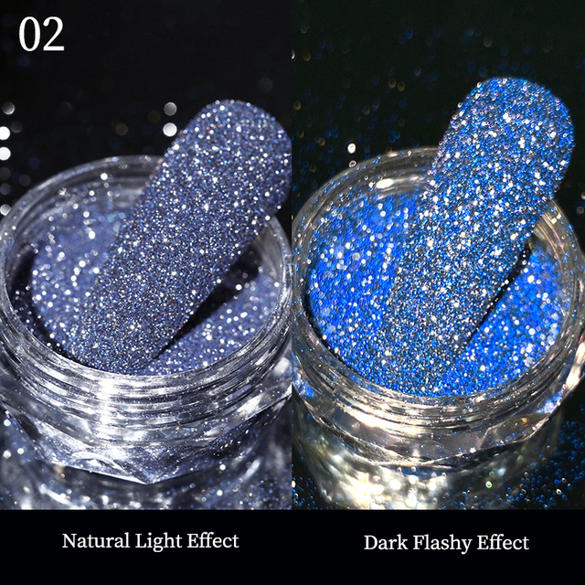 Gold Sliver Nail Reflective Crystals Powder Rainbow Glitter Shiny Pigment Iridescent Glass Micro Drill Nails Art Decoration