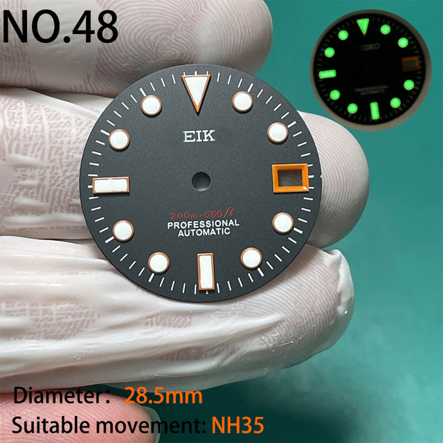 Nh35 watch double dial new C3 luminous modified craft watch skx007 SKX006 small millimeter 28.5mm abalone nh35 universal