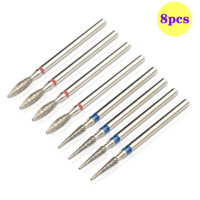 8pcs Diamond Milling Cutter for Manicure Set Nail Drill Bits Accessories Nozzles for Manicure Cutters Pedicure Sanding Nail File