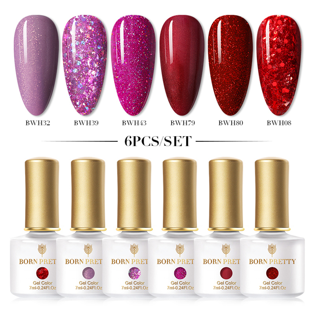 Born Pretty Nail Gel Polish Set Soak Off UV LED Gel 7ml Hybrid Semi Permanent Varnish Nail Art Gel Kit Top Coat Gel Manciuring