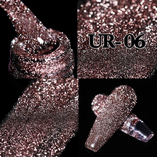 ur sugar 7.5ml neon yellow reflective glitter gel nail polish shine twilight nail gel nail art varnish semi permanent varnish