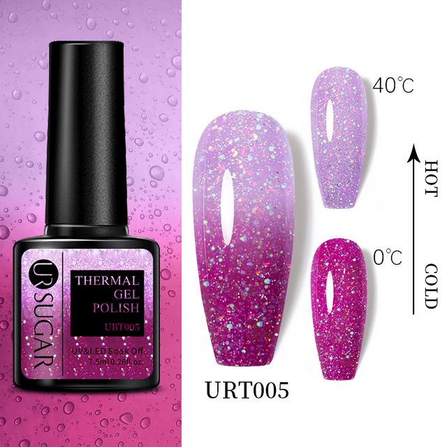 UR Sugar Glitter Thermal Gel Nail Polish Reflective Purple Blue Nail Gel Semi Permanent Varnish Soak Off UV Gel All For Manicure