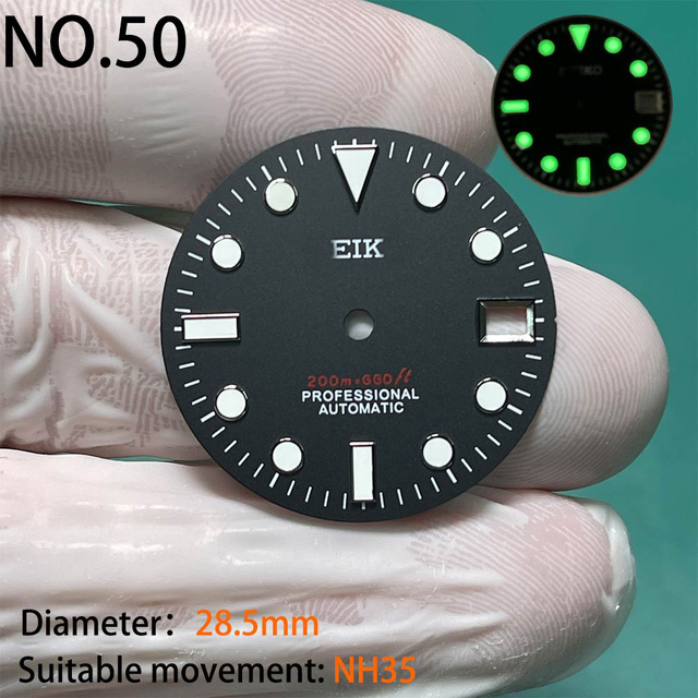 Nh35 watch double dial new C3 luminous modified craft watch skx007 SKX006 small millimeter 28.5mm abalone nh35 universal