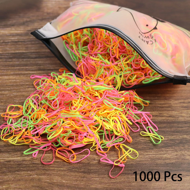 1000pcs Disposable Rubber Band Hairband For Kids Ponytail Hair Ties Colorful Elastic Hair Bands Baby Hair Accessories