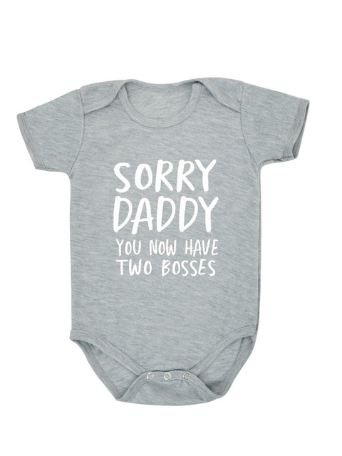 Newborn Baby Jumpsuit 0-18M Sorry Daddy As You Know Her Two Heads Funny Print Cotton Jumpsuit Baby Boy Short Sleeve Jumpsuit