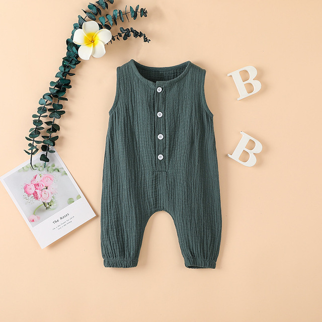 Summer Newborn Baby Boys Girls Romper Jumpsuit One Piece Solid Color Sleeveless Newborn Baby Clothes