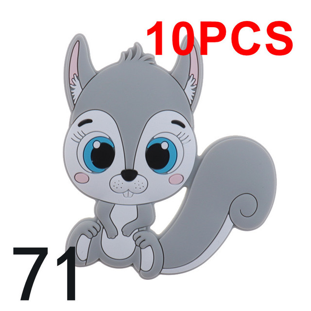 10pcs Silicone Squirrel Baby Teether Cartoon Rodent Necklace Bpa Free Nursing Small Animal Newborn Chew Teething Necklace Toys