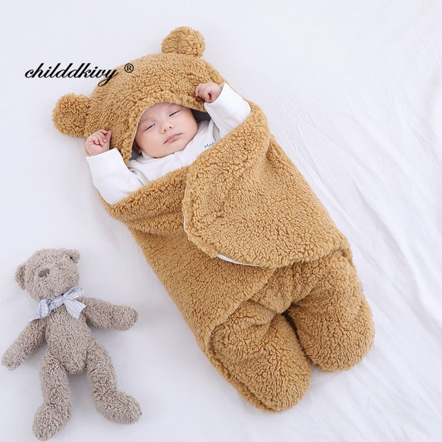 Soft Newborn Baby Wrap Blankets Baby Sleeping Bag Envelope for Newborns Sleeping Bag Cotton Thicken Cocoon for 0-9 Months Baby