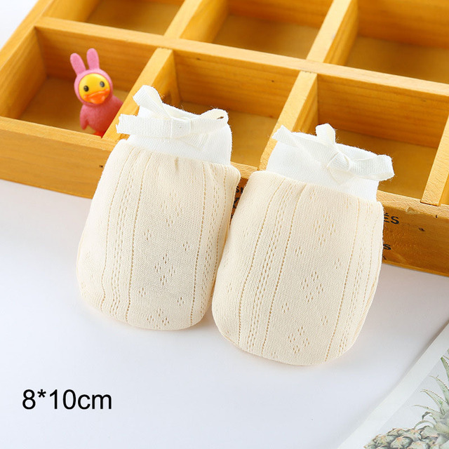 1 Pair Baby Protective Gloves Newborn Gloves Infant Supplies Cute Soft Adjustable Pure Color Breathable Cotton Gloves For Baby 0-24M