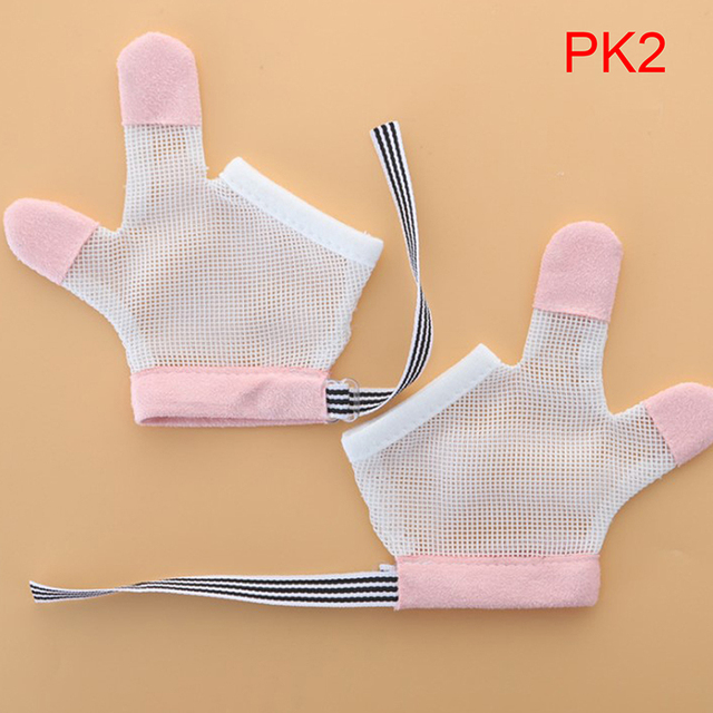 1 Pair Baby Prevent Bite Fingernails Nail Glove Children Infant Anti Bite Eat Hand Protection Gloves for Bite Kids Harmless Set