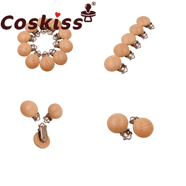 Coskiss Pure Natural Wo Wooden Pacifier Clip DIY Care Accessories Pacifier Clip Chewing Teeth DIY Holding Tool