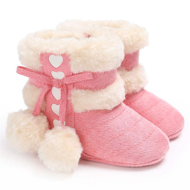 2019 Winter Snow Baby Boots 7 Colors Warm Fluff Balls Indoor Coton Soft Rubber Sole Infant Newborn Baby Boy Boots