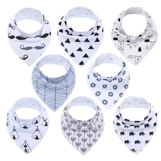 Bandana Bib Set Unisex Baby Saliva Teething Bib Set 100% Organic Cotton Newborn Absorbent Hypoallergenic 8 Pieces