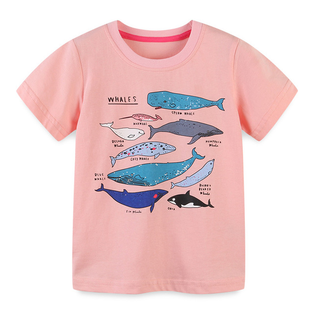 2022 Little Maven Summer Boys T-shirt Short Sleeve Clothes With Animal Shark For Kids Baby Breathable Cotton Tops