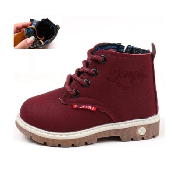 Autumn Winter Children's Shoes Martin Boots Boys Shoes Soft Leather Anti-slip Girls Shoes 21-30 Running Sneakers