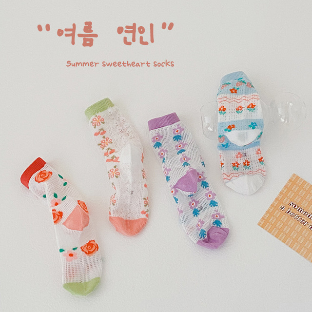 MILANCEL 2022 Summer Baby Socks Children Mesh Socks Girls Floral Socks Boys Socks