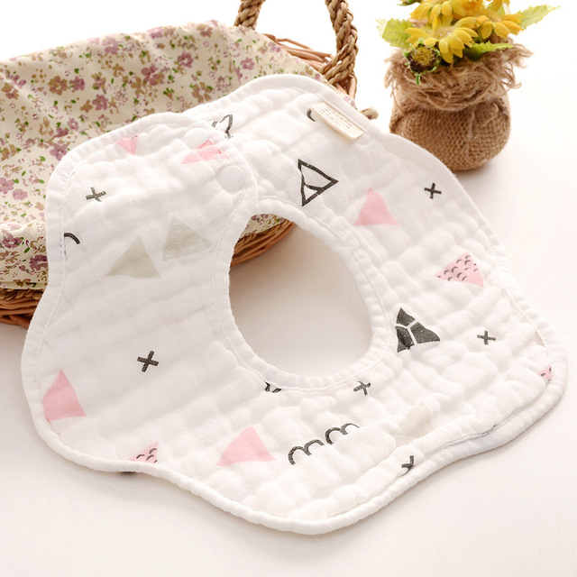 Baby Bibs 360 Degree Rotation 8 Layers Gauze Gauze Baby Kids Bandana Burp Cloth Soft Newborn Infant Saliva Towel Baby Stuff