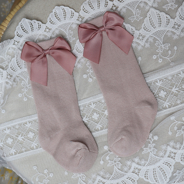 New Brand Baby Toddlers Socks Autumn Winter Children Girls Knee High Long Sock Cotton Big Bow Spanish Style Kids Floor Socks