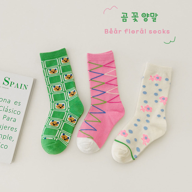 MILANCEL 2022 New Spring Kids Socks Cute Bear Girls Cotton Socks Casual Boys Socks Fashion Children Socks