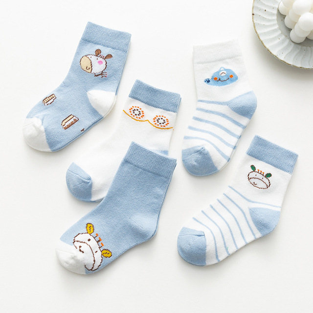 5pairs/lot Autumn Winter Children Cartoon Bear Socks Baby Cute Trendy Cotton Print Socks Comfortable Girls Boys Sports Socks Hot