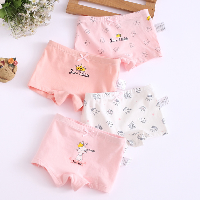 Girls Panties Kids Cotton Underwear Children Briefs Clouds Love Crown Carrots Umbrella Cartoon Short 4pcs/lot