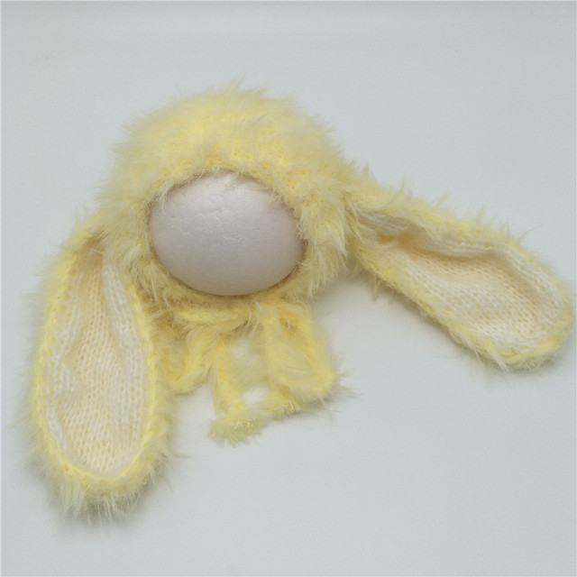 Very Lovely Newborn Long Furry Rabbit Bonnet Fluffy Baby Girl Boy Hat Baby Photography Props Infant Photo Bonnet Newborn Props