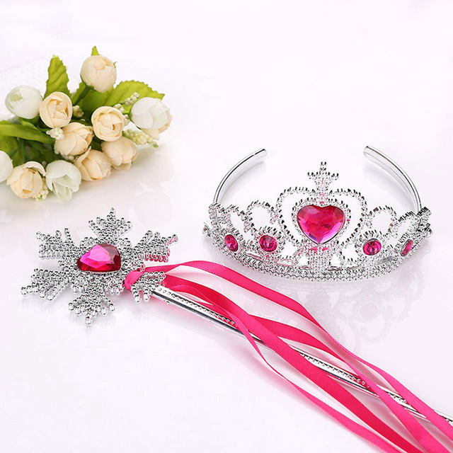 Frozen Girl Crown Sticker Elsa Magic Wand Rapunzel Accessory Princess Party Dress Up Birthday Gift For Kids Aurora