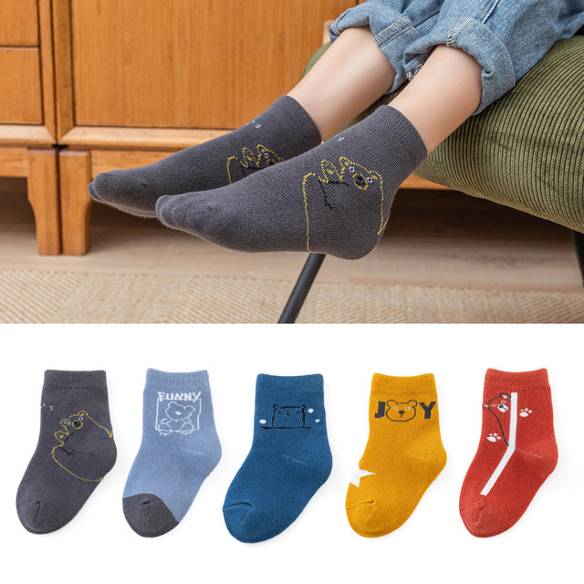 10pcs/lot Baby Boys Winter Socks Cartoon Animail Kids Spring Autumn Cotton Breathable Keep Warm Socks for Children Miaoyoutong