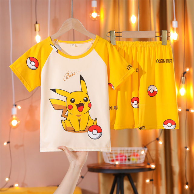 2022 Summer New Pokemon Children's Pajamas Set Cartoon Cozy Boys Girls Kawaii Pikachu Kids Clothes Gift Homewear Wholesale