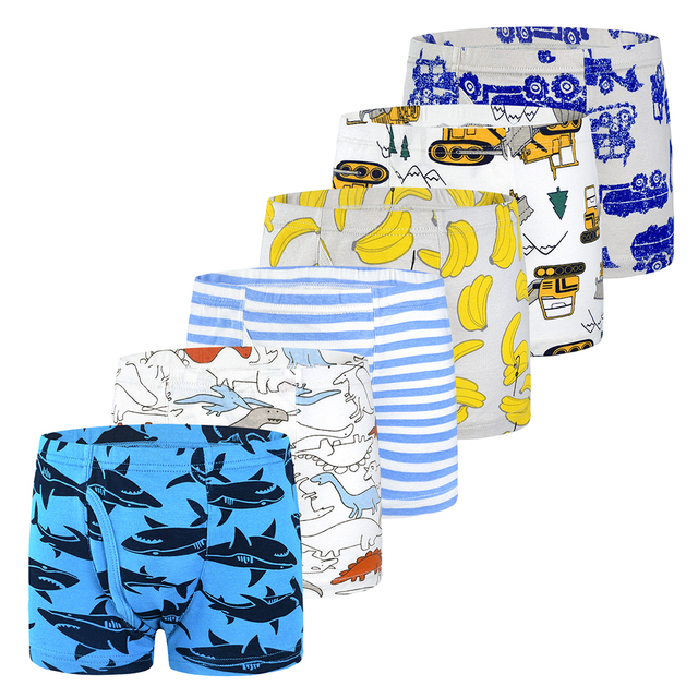 6-Pack Shorts Boys Underwear Kids Boxer Panties For 2-10 Years Soft Organic Cotton Teenager Children Shorts Baby Underwear