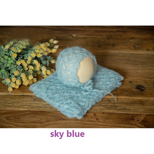 Newborn Photography Accessories Knitted Fleece Blanket Newborn Hat Newborn Photography Props Photo Studio Accessories