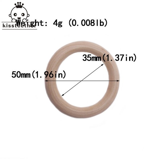 20pcs Wooden Teething Ring Baby Teether 25-98mm DIY Nursing Material Accessories Necklace Making Small Rod Ring