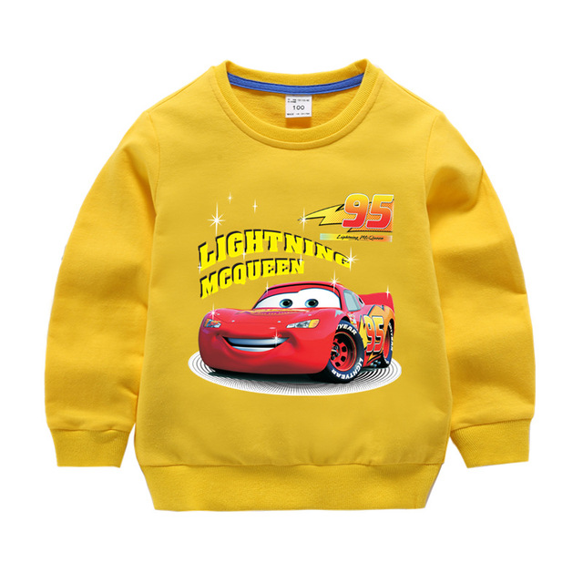 Autumn Children Girls Clothes Cartoon Lightning McQueen Cars Printed Long Sleeve Sweatshirt Casual Teenagers Boys Tops