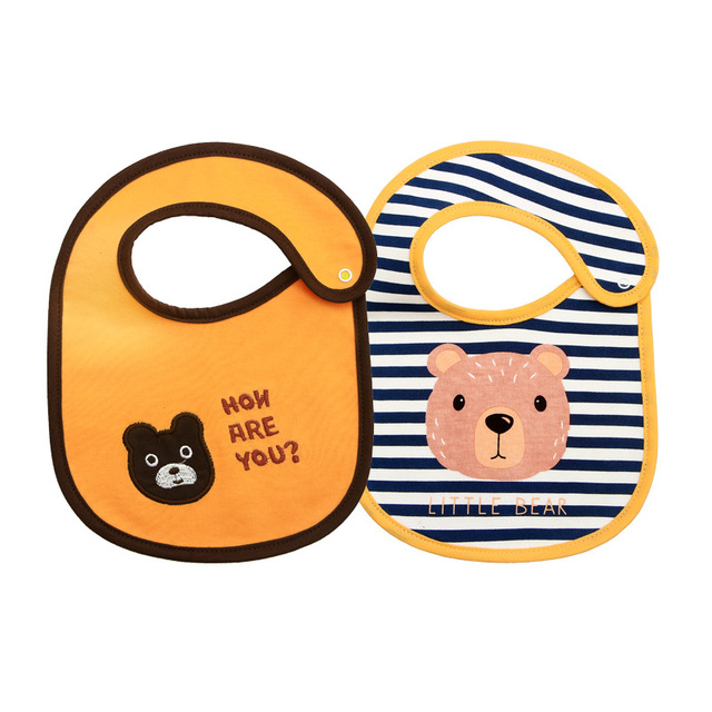 2pcs/lot infant new cartoon animal pure cotton absorbent comfortable baby bib boys and girls soft three-layer saliva towel