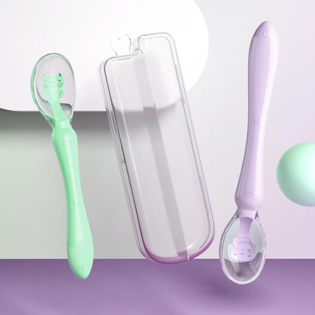 Newborn Baby Spoon Soft Silicone Temperature Sensor Spoon Baby Cutlery Training Spoon Infant Feeding Tools