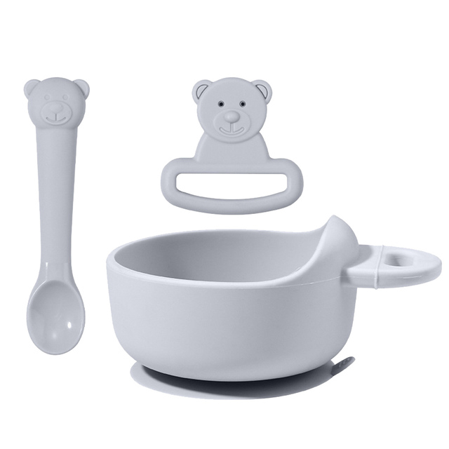 3pcs/set Silicone Baby Feeding Bowl Tableware Kids Waterproof Suction Bowl With Spoon Children Dishes Kitchen Baby Stuff