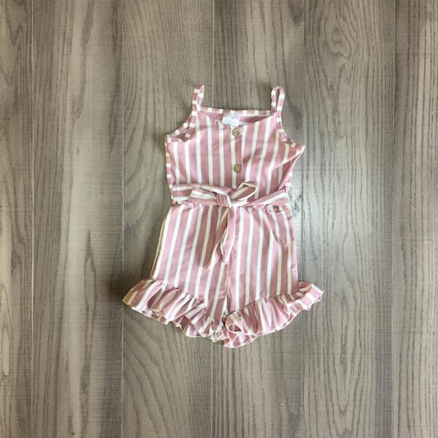 Baby Girls Summer Clothes Girls Stripe Romper Girls Pink Romper With Belt