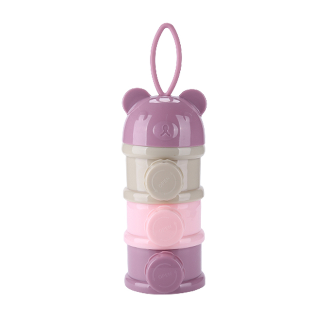 Bear Pattern Portable Baby Food Storag Slot Box Multigrain Cartoon Infant Milk Powder Tray Food Snack Container