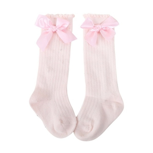 Kids Children Girls Socks With Bows Cotton Baby Girls Socks Soft Toddlers Long Socks For Kids Princess Knee High Socks