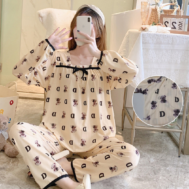 Fashion Cotton Maternity Nursing Pajamas Long Sleeve Pregnant Women Sleepwear Pregnancy Clothes Breastfeeding 2pcs Pajamas Suit