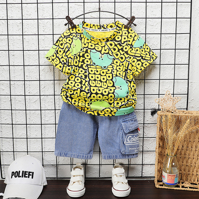 New Boys Clothes Summer Newborn Baby Girl Clothes Children Cartoon Sport T-shirt + Shorts 2pcs/set Infant Costume Kids Tracksuit