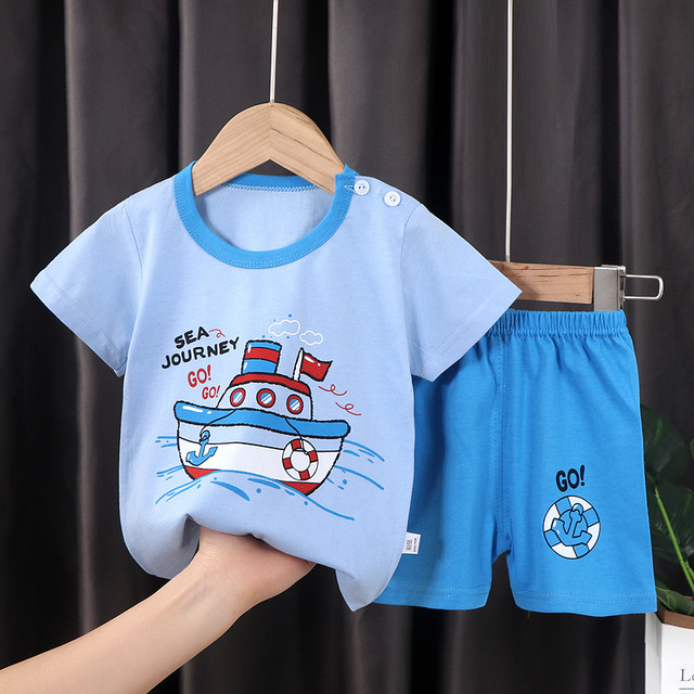 Seieroad Children's Summer Clothes Dinosaur Boys Cartoon T-shirt T-shirt + Pants Kids Clothes Short Sleeve Teenage Clothing Set Tracksuit