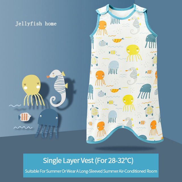 Summer Baby Sleepers Kids Sleeveless Vest for Boys Girls Pajamas Children Sleeping Bag Anti-kick Cartoon Baby Sleeping Bags