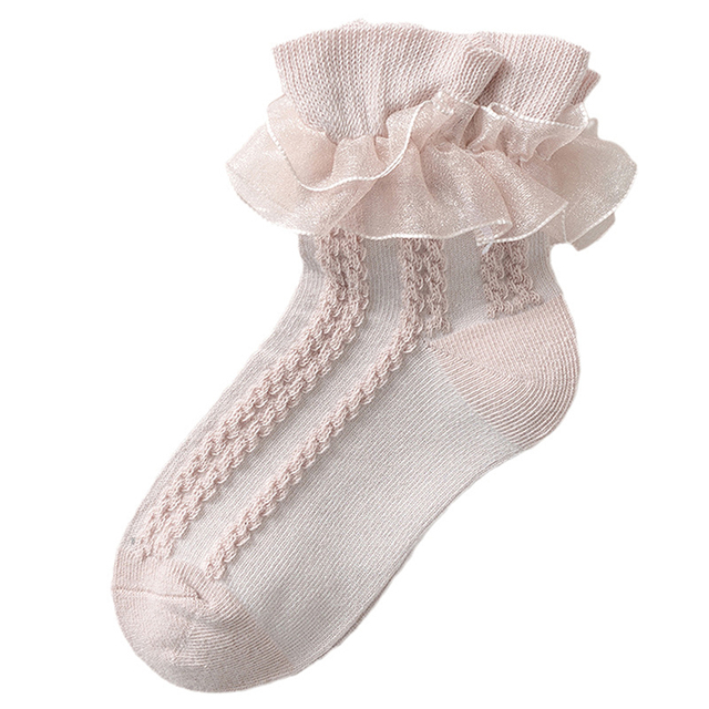 Baby Girl Socks Breathable Cotton Lace Ruffle Princess Mesh Socks Children Ankle Short Sock White Pink Yellow Girls Kids Toddler