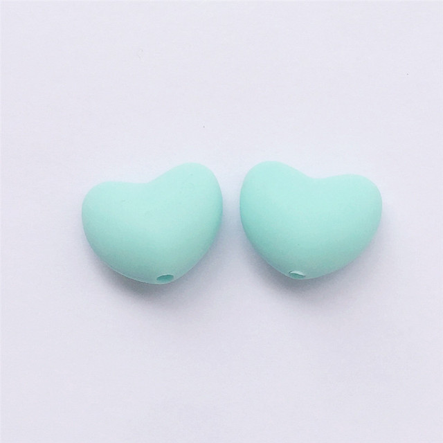 Chenkai 100pcs BPA Free Silicone Heart Teether Beads DIY Baby Pacifier Shower Soother Nursing Pendant Toy Sensory Accessory